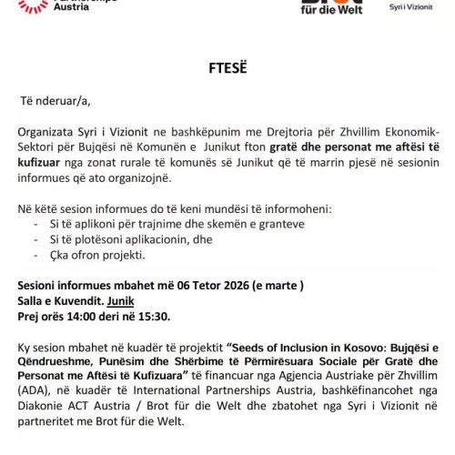 Drejtoria për Zhvillim Ekonomik- Seketori i Bujqësisë në Komunën e Junikut, në b…
