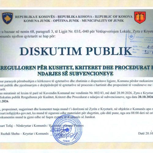 Hapet diskutimi publik për Projekt-Rregulloren për Kushtet, Kriteret dhe Procedu…